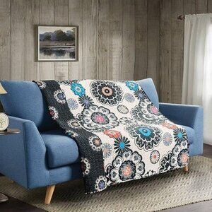 Floral Printed Quilted Throw